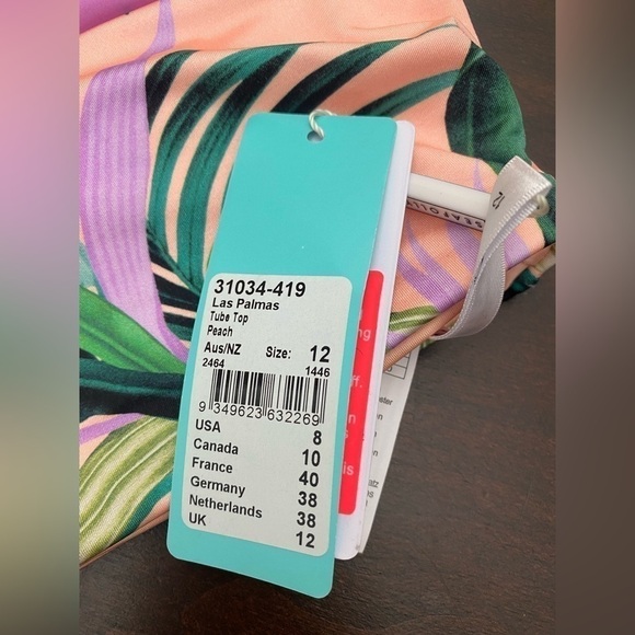 REVOLVE SEAFOLLY las palmas tube top multi color bikini set size 10 - Picture 5 of 7